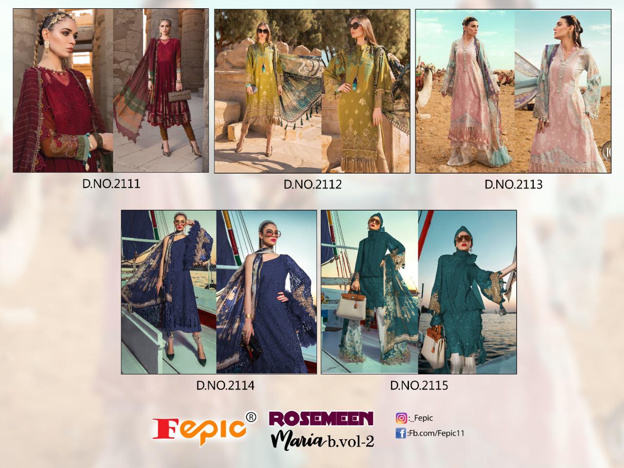 Fepic Rosemeen Maria B 2 Latest Designer Festive Wear Heavy Rayon Printed With Embroidery Patches Pakistani Salwar Suits Collection